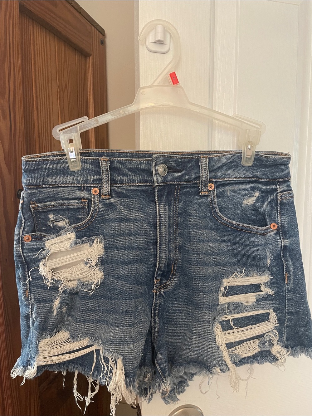 American Eagle Distressed High-Rise Denim Shorts